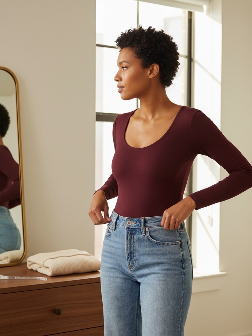 nuuds Long Sleeve Scoop Neck Bodysuit